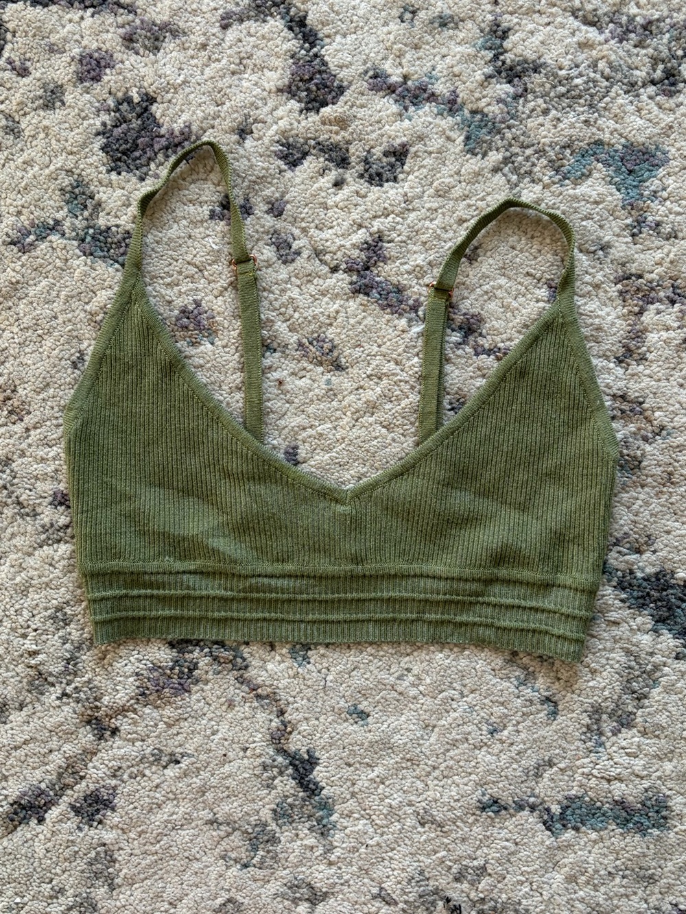 3/$25!!! Intimately Free People Green Ribbed Bra Top - Picture 1 of 3
